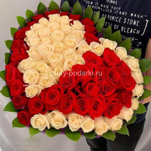Сердце из 79 роз «Две половинки»